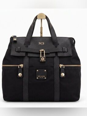 Henri Bendel Convertible Black Nylon & Saffiano Leather Backpack Tote